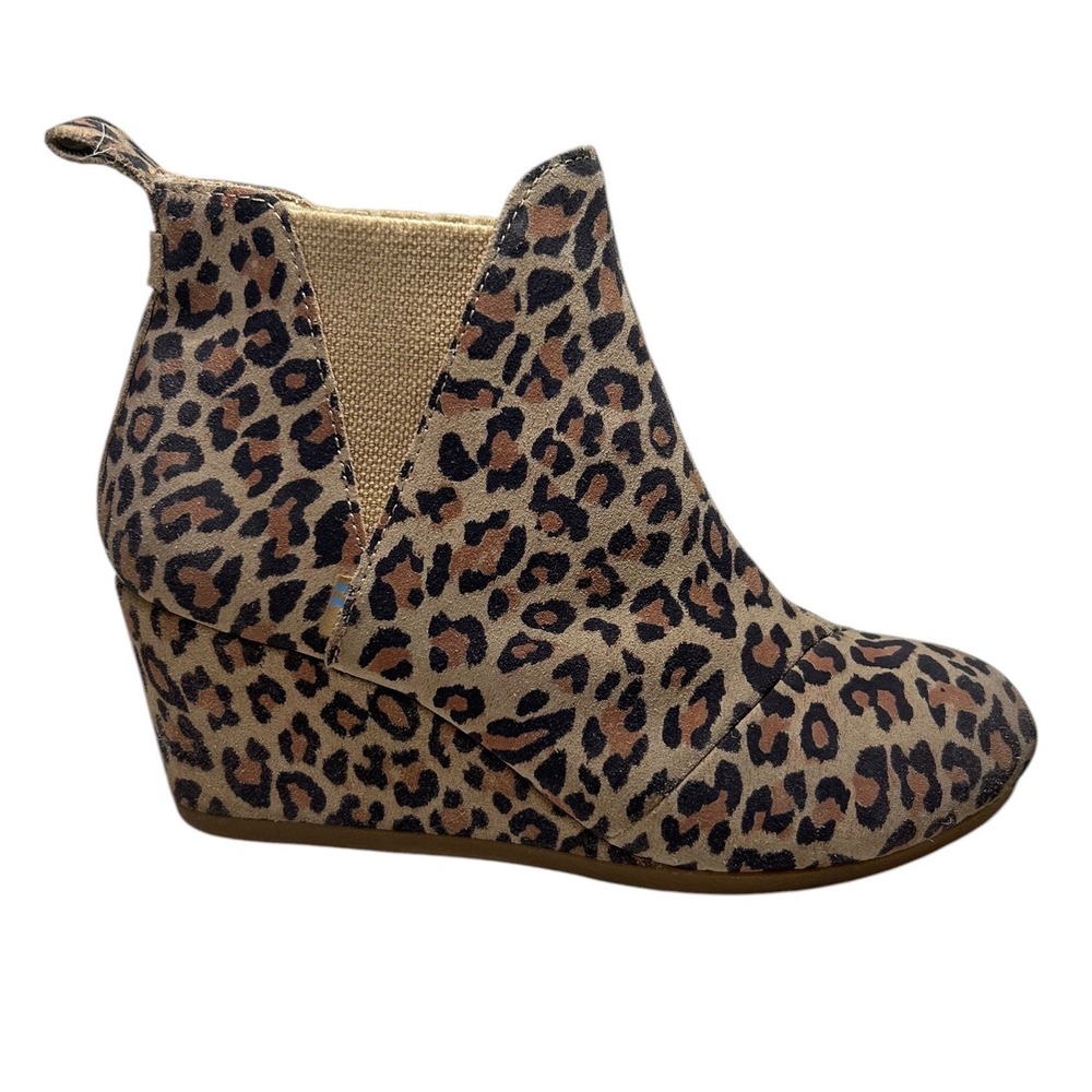 TOMS Kelsey Leopard Print Wedge Ankle Boots 7.5 #1004940619-20